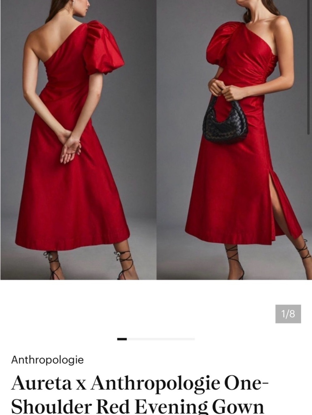 Aureta x Anthropologie One-Shoulder Red Evening Gown Size M